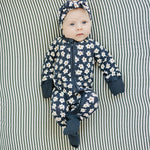Navy Daisy Ribbed Bamboo Zipper | Milk & Baby