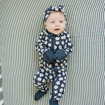 Navy Daisy Ribbed Bamboo Zipper | Milk & Baby