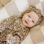 Brown Floral Ribbed Bamboo Head Wrap | Milk & Baby