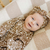 Brown Floral Ribbed Bamboo Knot Gown | Milk & Baby