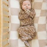 Brown Floral Ribbed Bamboo Head Wrap | Milk & Baby
