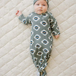 Southwest Aztec Ribbed Bamboo Knot Gown | Milk & Baby