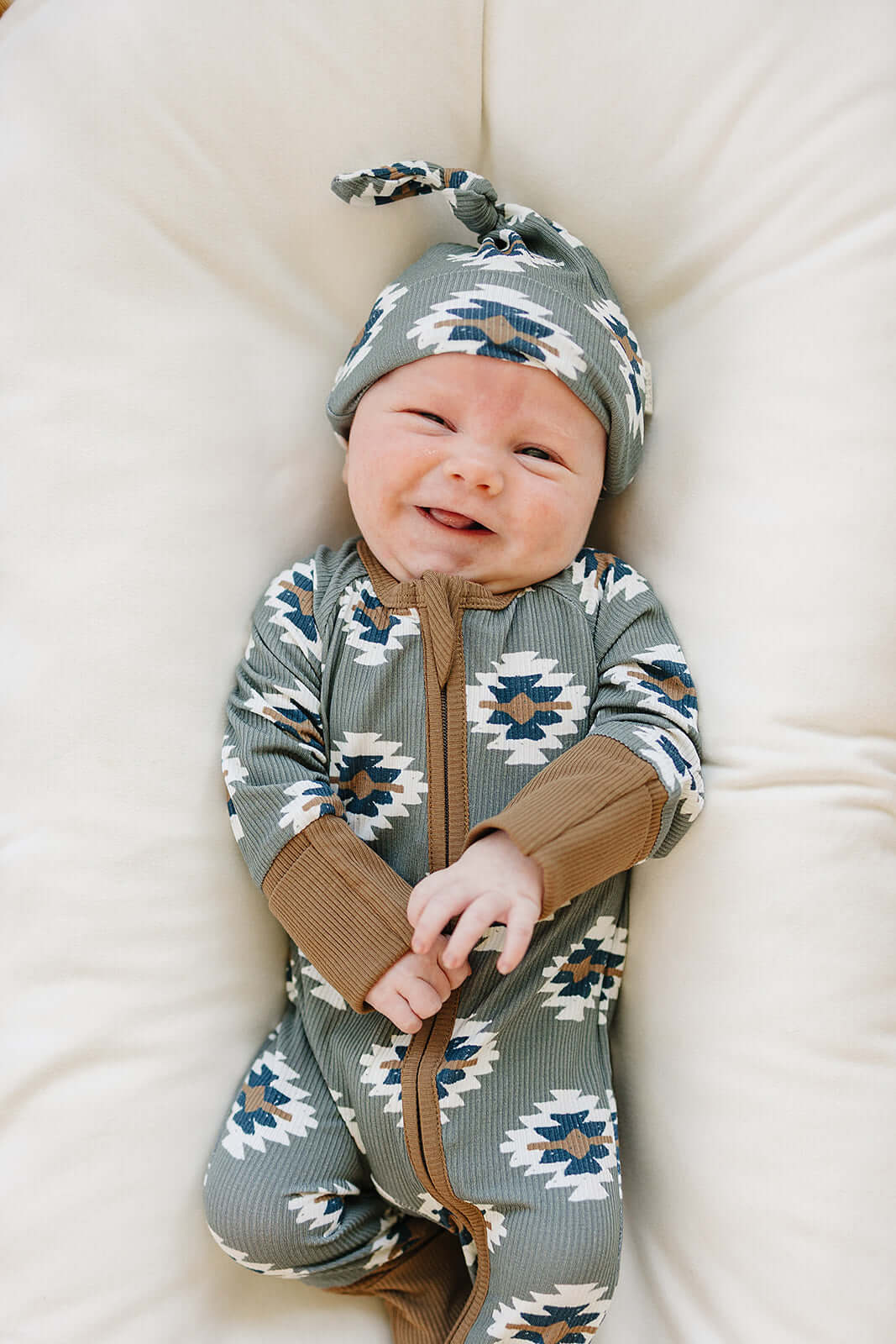 Southwest Aztec Ribbed Bamboo Newborn Knot Hat | Milk & Baby