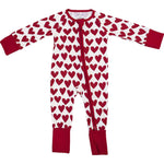 Hearts Ribbed Bamboo Zipper | Milk & Baby