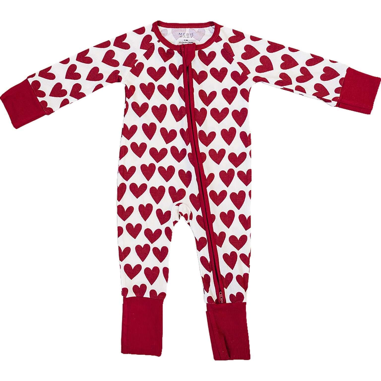 Hearts Ribbed Bamboo Zipper | Milk & Baby