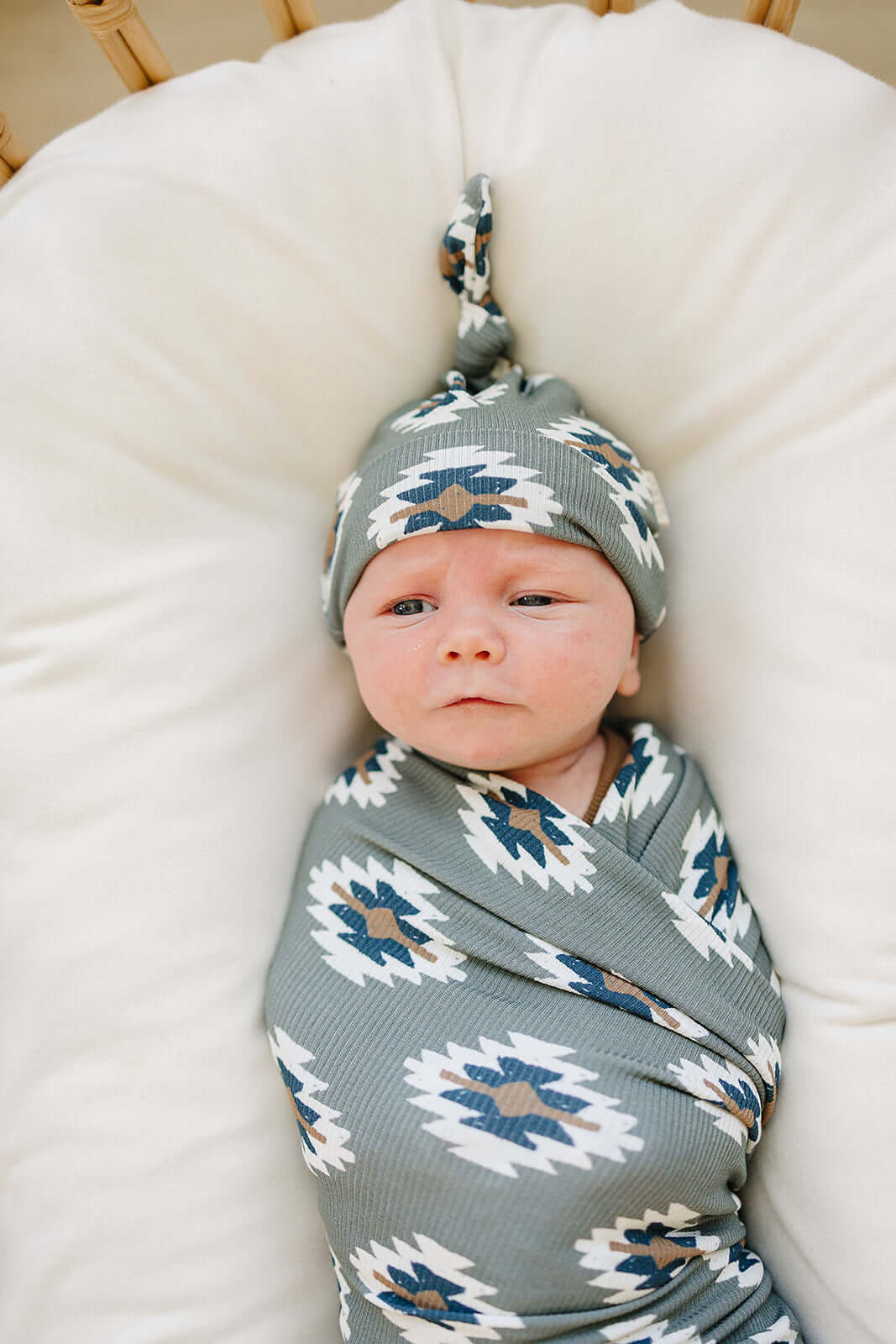 Southwest Aztec Ribbed Bamboo Stretch Swaddle | Milk & Baby