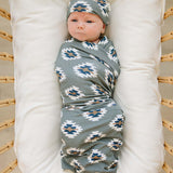 Southwest Aztec Ribbed Bamboo Stretch Swaddle | Milk & Baby