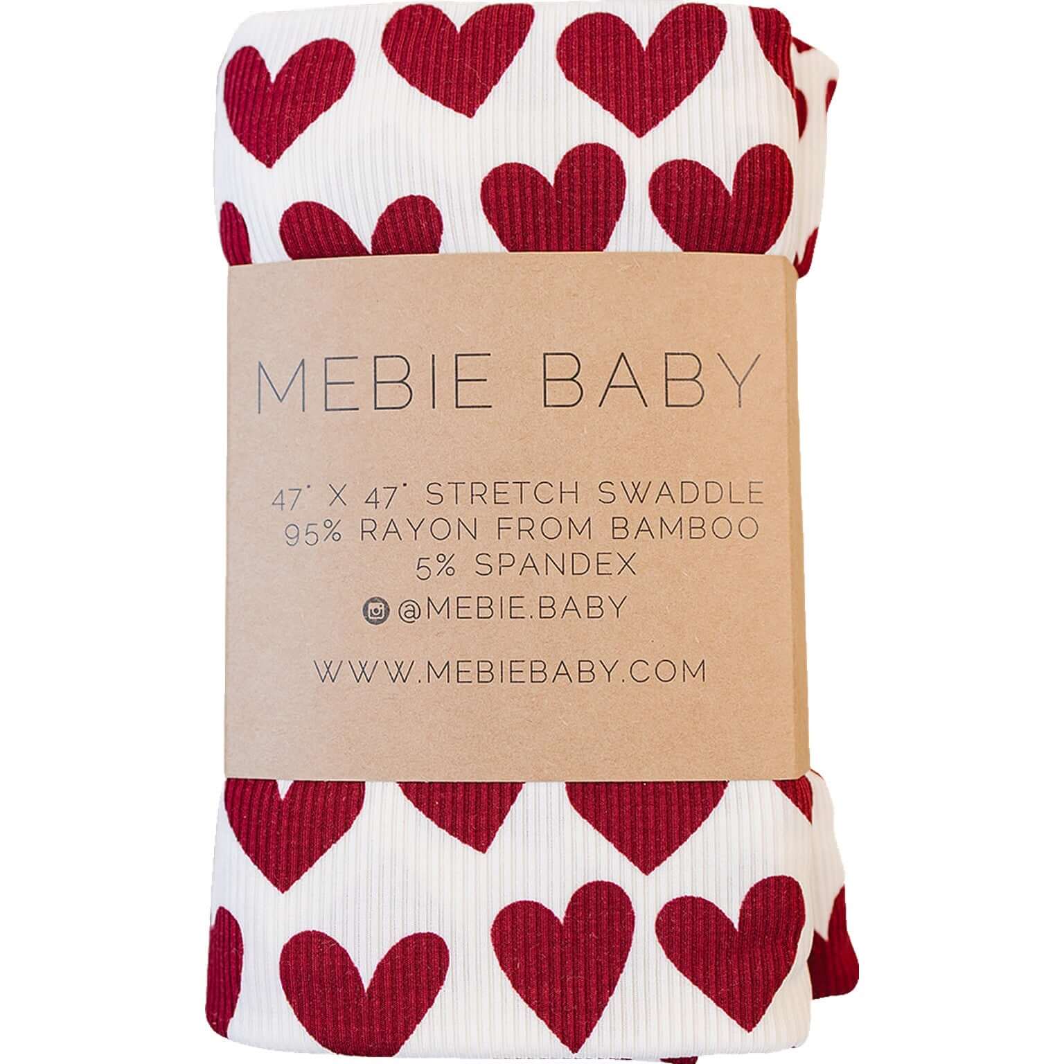 Hearts Ribbed Bamboo Stretch Swaddle | Milk & Baby