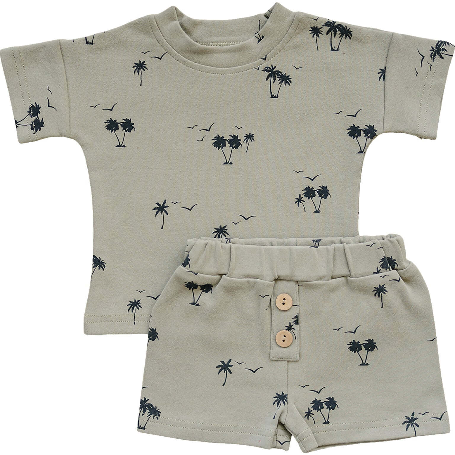 Palm Tree Button Short Set | Milk & Baby