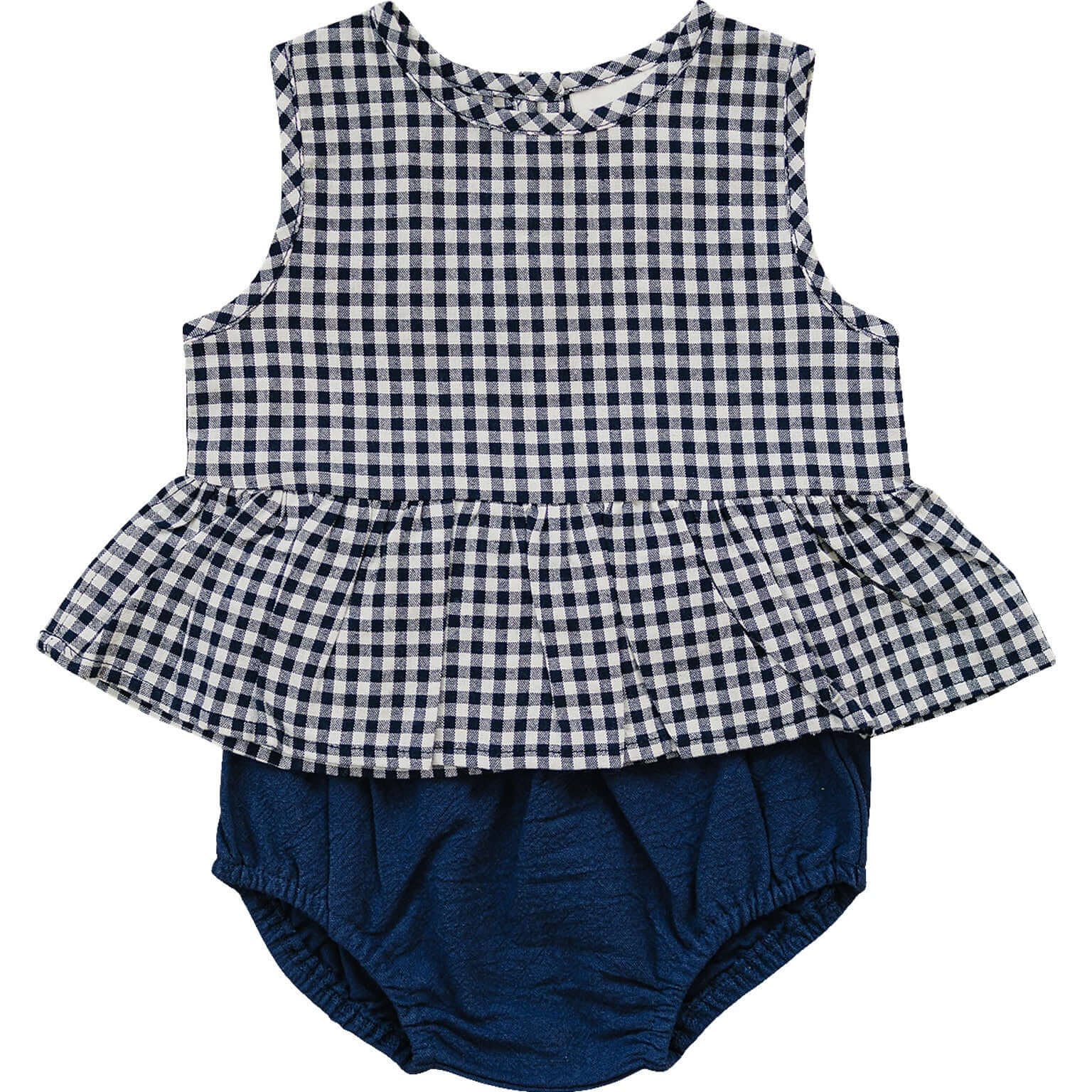 Navy Gingham Peplum Set | Milk & Baby