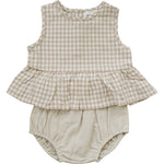 Oatmeal Gingham Peplum Set | Milk & Baby