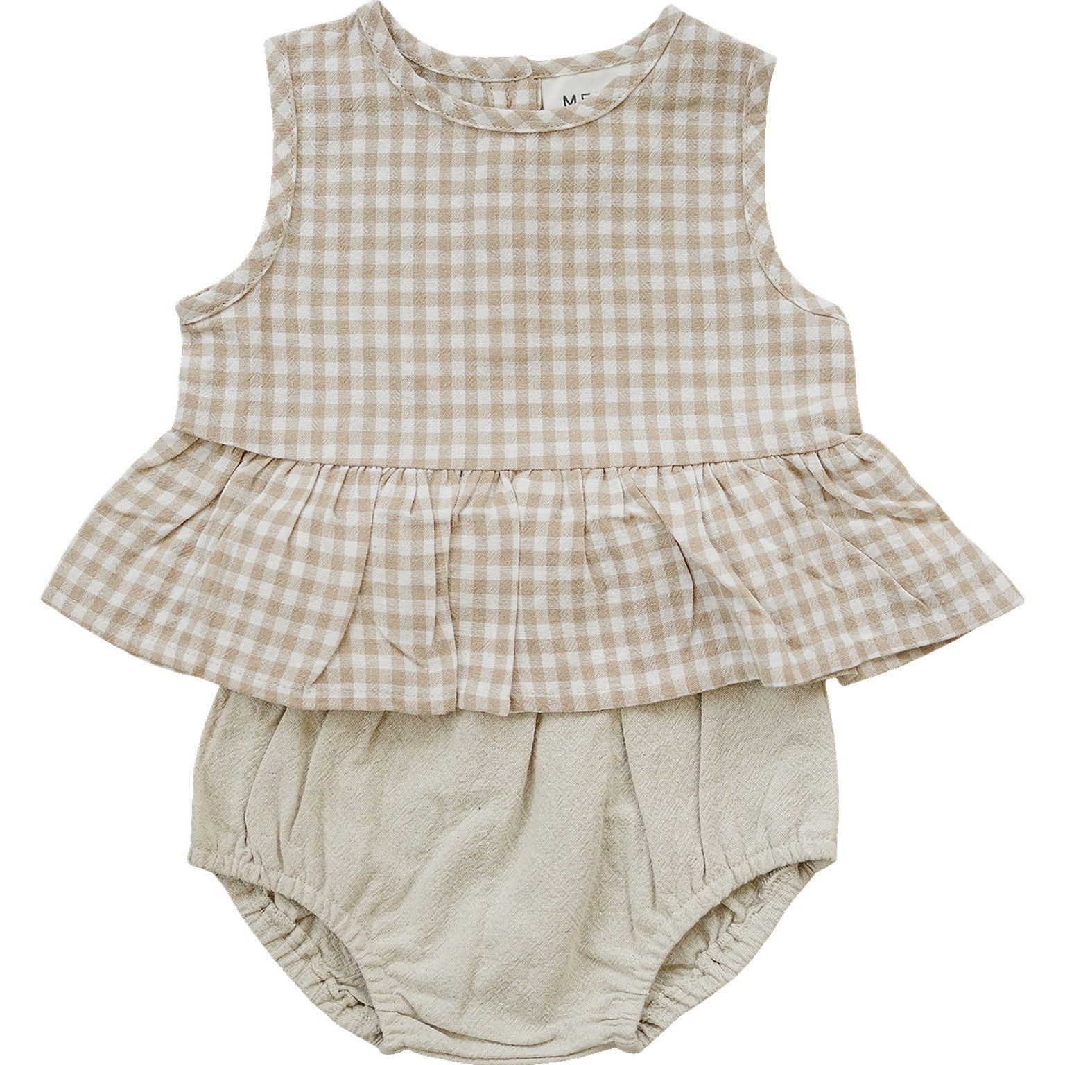 Oatmeal Gingham Peplum Set | Milk & Baby