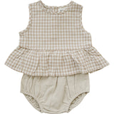 Oatmeal Gingham Peplum Set | Milk & Baby