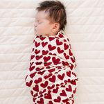 Hearts Ribbed Bamboo Stretch Swaddle | Milk & Baby