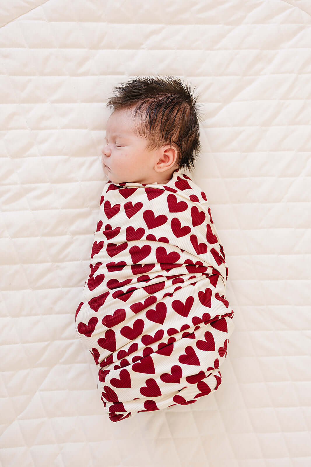 Hearts Ribbed Bamboo Stretch Swaddle | Milk & Baby