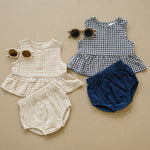 Oatmeal Gingham Peplum Set | Milk & Baby