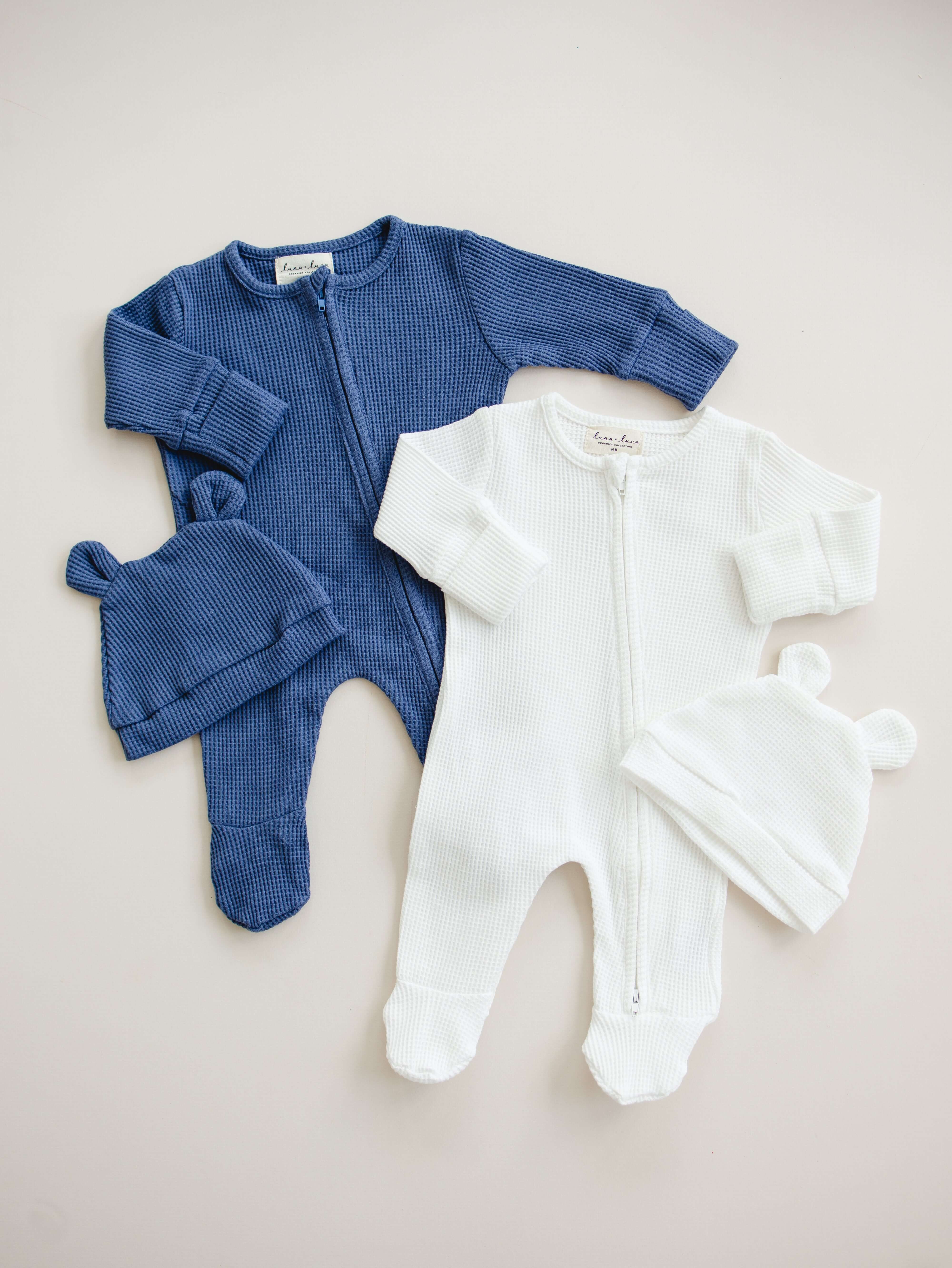Luna + Luca Bear Waffle Set | Stormy Blue | Milk & Baby