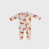 Hot Dogs | Bamboo Zip Pajamas featuring playful hot dog prints on a cozy bamboo fabric.