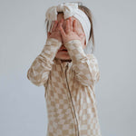 Wavy Checker | Bamboo Zip Romper | Milk & Baby
