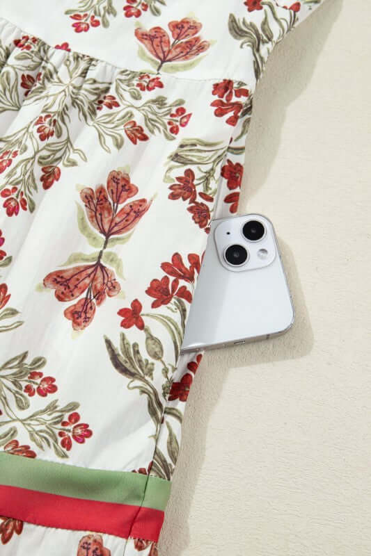 Floral Contrast Trim Frilled Neck Dress | Milk & Baby