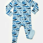 Soft & Stretchy Zipper Footie - Ocean Animals | Milk & Baby