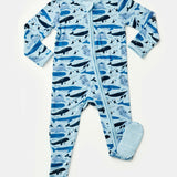 Soft & Stretchy Zipper Footie - Ocean Animals | Milk & Baby