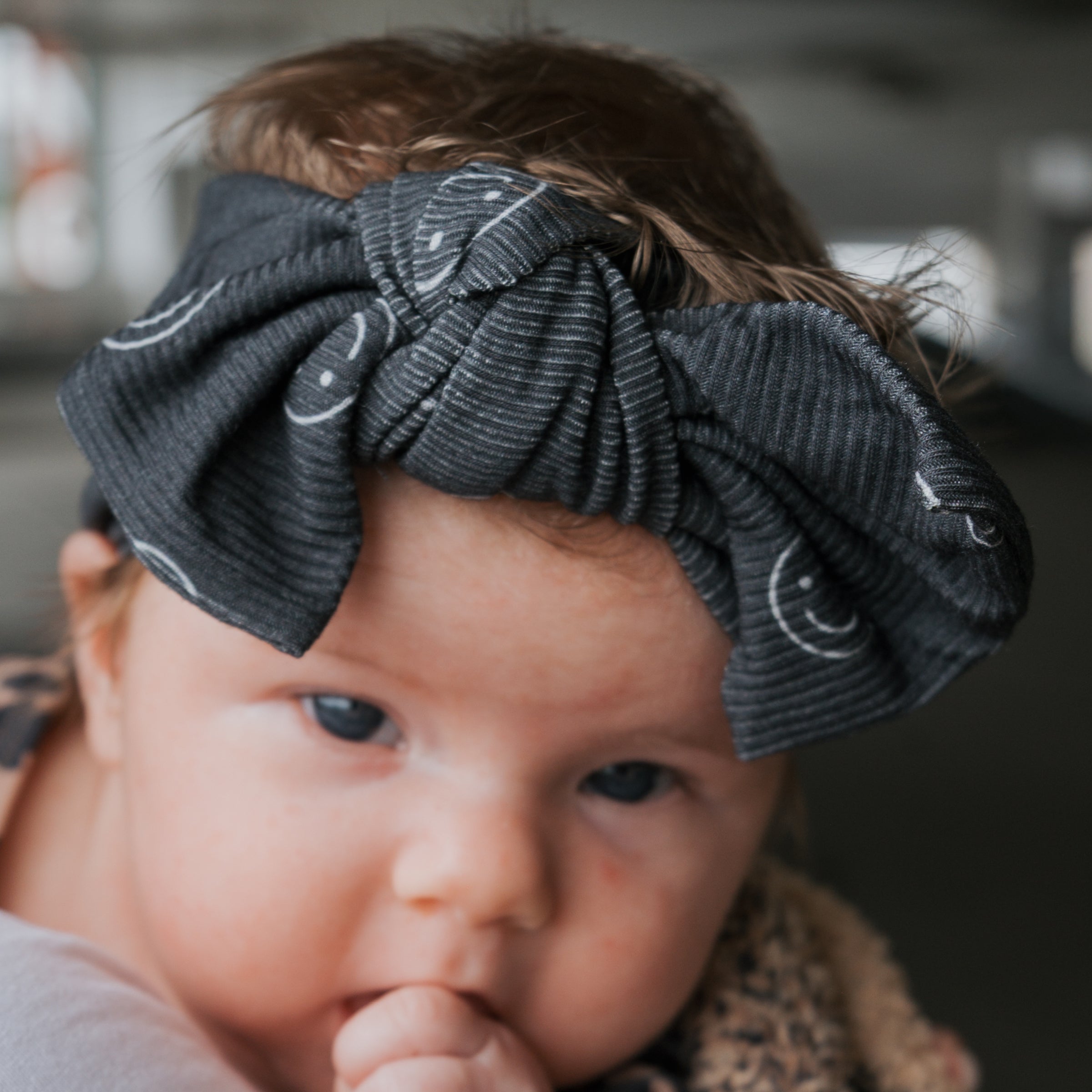 Forever French Baby Smiley Ribbed Bamboo Baby Head Wrap with Bow | Milk & Baby