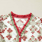 Floral Contrast Trim Frilled Neck Dress | Milk & Baby