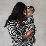 B&W Wavy Checker | Bamboo Zip Romper | Milk & Baby