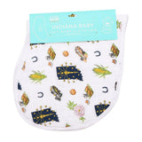 Indiana Baby Muslin Swaddle Blanket and Burp Cloth/Bib | Gift Set