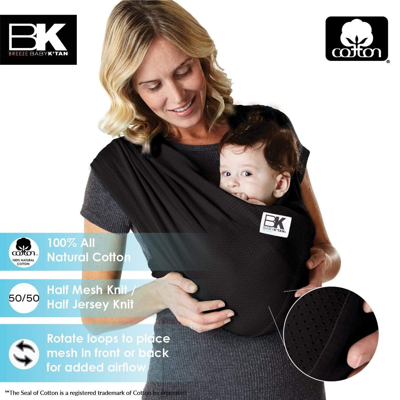 Baby K'tan Breeze Baby Carrier | Black | Milk & Baby