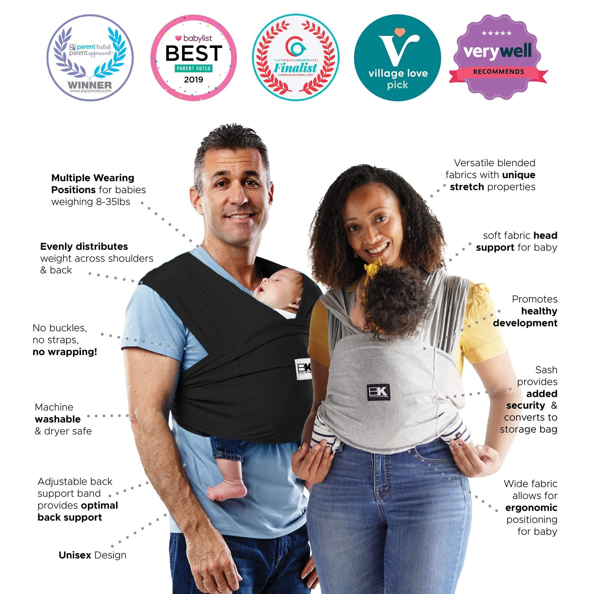 Baby K'tan Original Baby Carrier | Heather Grey | Milk & Baby