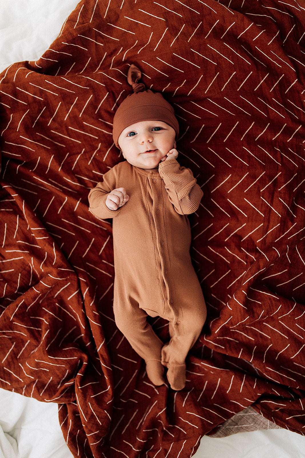 Rust Bamboo Newborn Knot Hat Milk & Baby