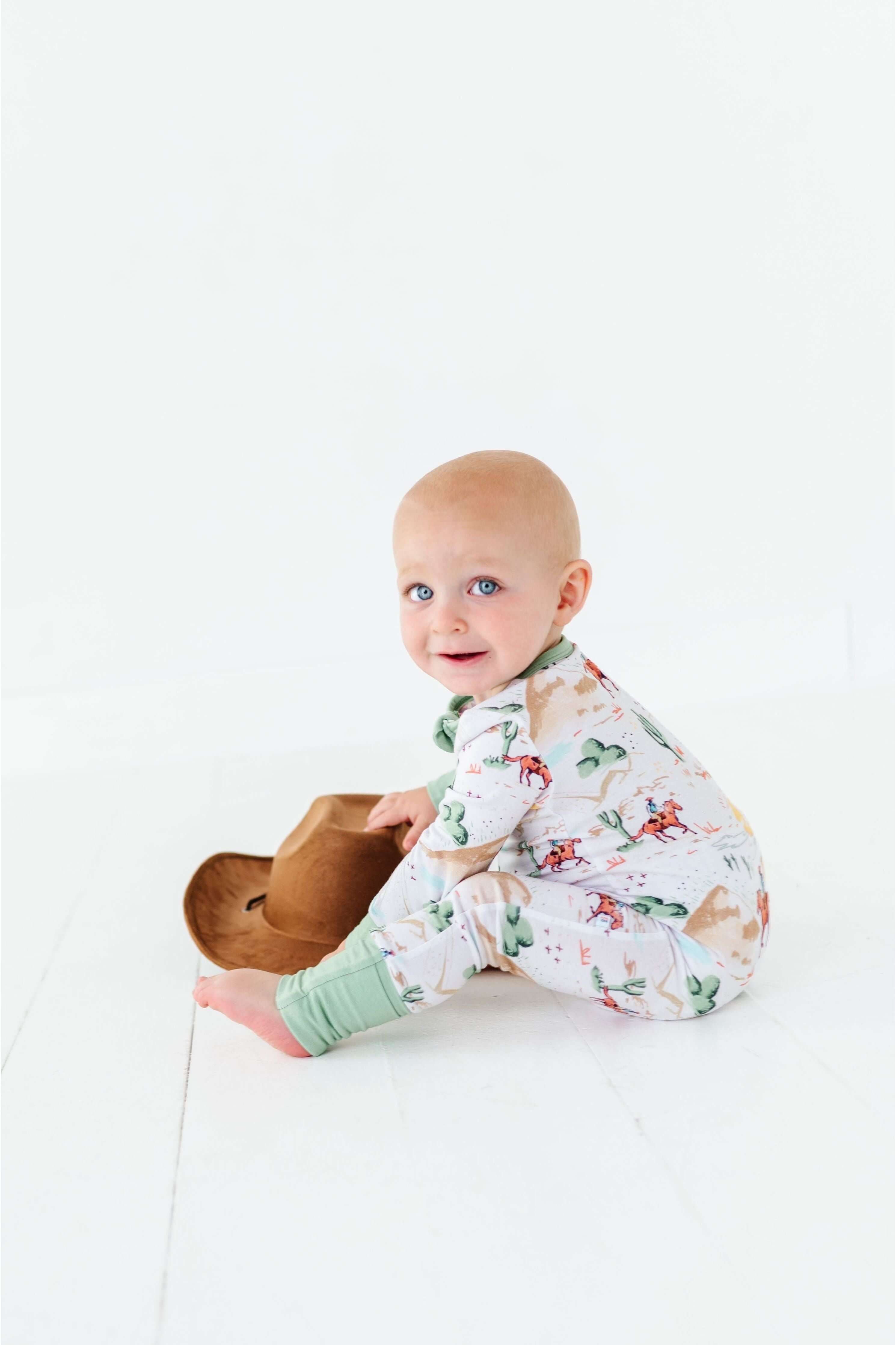 Billy Western Print | Bamboo One Piece Zip Pajama | Milk & Baby