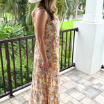 Tie Back Bow Nursing Dress in Sunset Floral - side drape