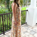 Tie Back Bow Nursing Dress in Sunset Floral - side drape