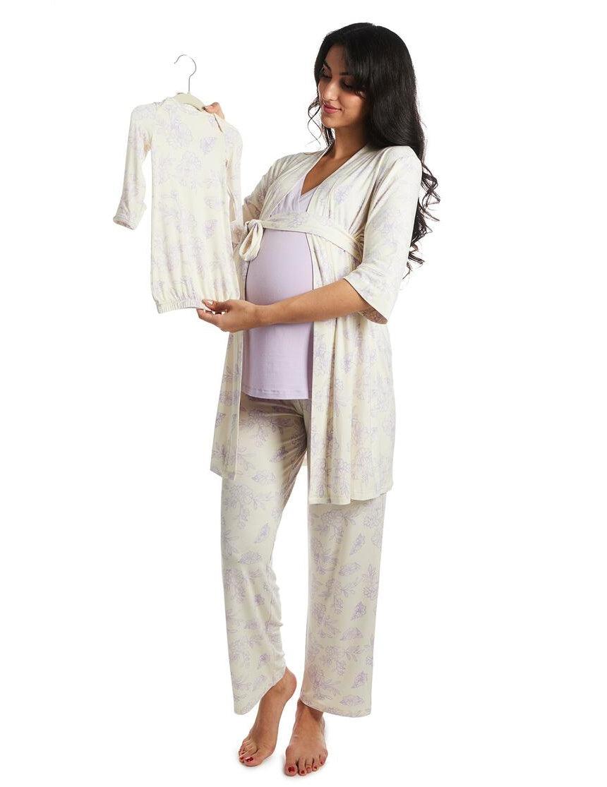 Grace Maternity & Nursing Nightgown, Robe, and Blanket Set