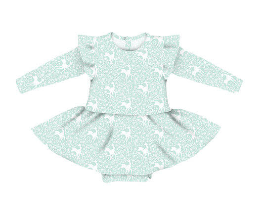 Dear Butterfly - Long Sleeve Twirl Skirt Bodysuit Milk & Baby