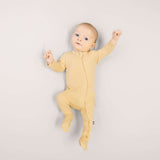 Larkspur Baby Zip Footie in Golden Sand | Milk & Baby