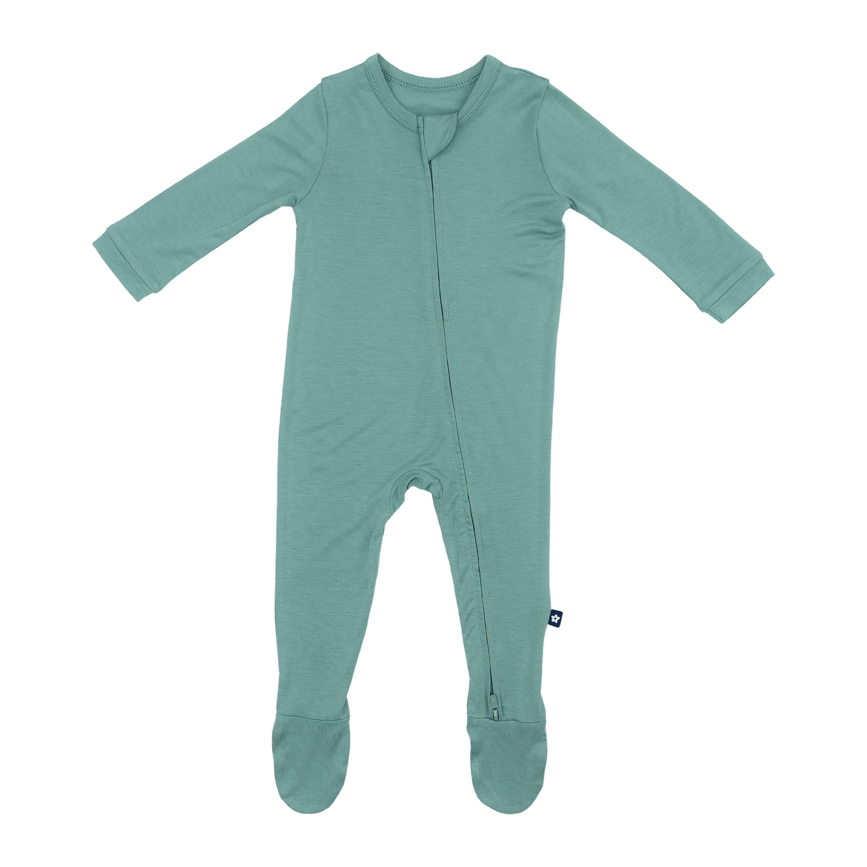 Larkspur Baby Zip Footie in Jade | Milk & Baby