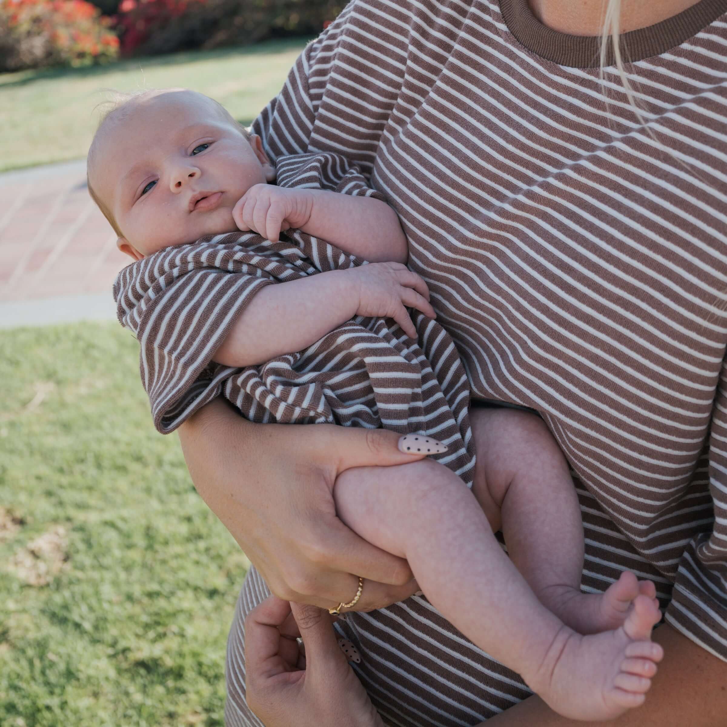 Cola Stripe | Terry T-Shirt Romper | Milk & Baby