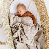 Beige | Organic Cotton Pointelle Baby Blanket | Milk & Baby
