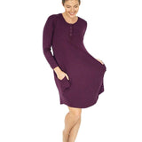 Betsy Ribbed Bamboo Nursing & Maternity Nightgown with a shelf bra in Plum - Milk & Baby 