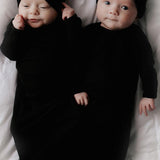 Black Ribbed Knotted Newborn Gown Set | Milk & Baby