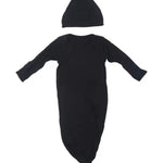 Black Ribbed Knotted Newborn Gown Set | Milk & Baby