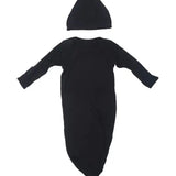 Black Ribbed Knotted Newborn Gown Set | Milk & Baby
