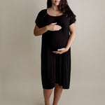 Black Ribbed Labor & Delivery Gown | Milk & Baby