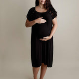 Black Ribbed Labor & Delivery Gown | Milk & Baby