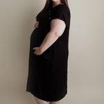 Black Ribbed Labor & Delivery Gown | Milk & Baby