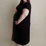 Black Ribbed Labor & Delivery Gown | Milk & Baby